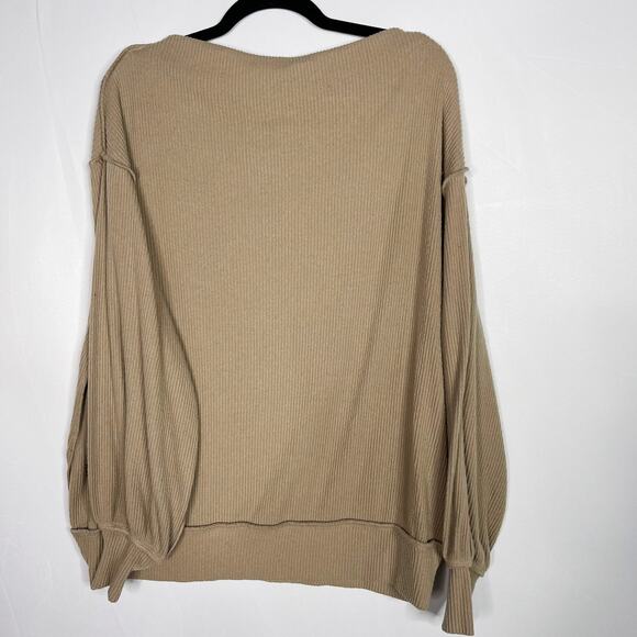 Free People XSmall XS Main Squeeze Hacci Sweater We The Free Ribbed Tan Neutral - Picture 2 of 11
